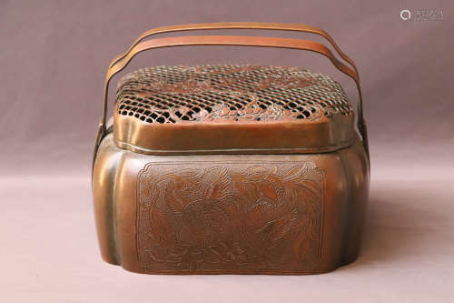 A Bronze Crane Pattern Incense Burner