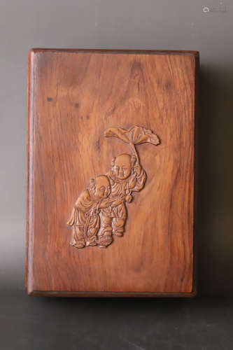 A Carved Children Pattern Wood Box