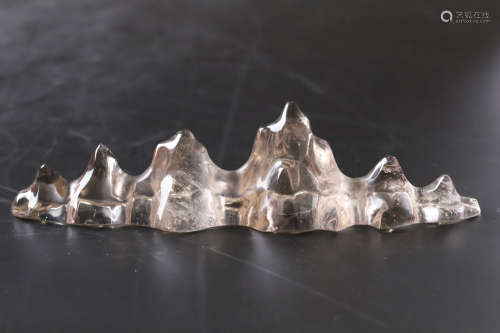 A Carved Mountain Shape Crystal Pen Holder