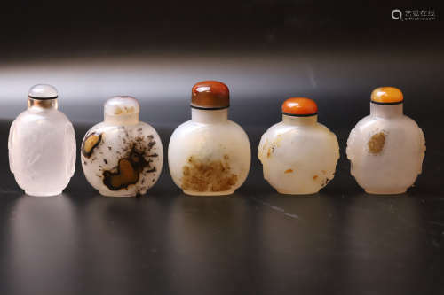 A Group of Five Snuff Bottle