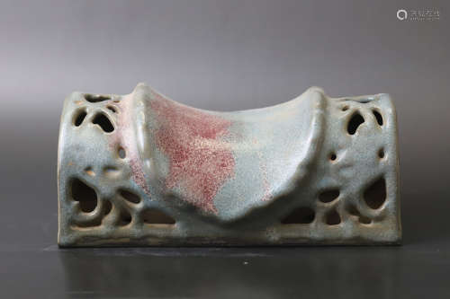 A Jun Ware Hollow Carved Porcelain Pillow