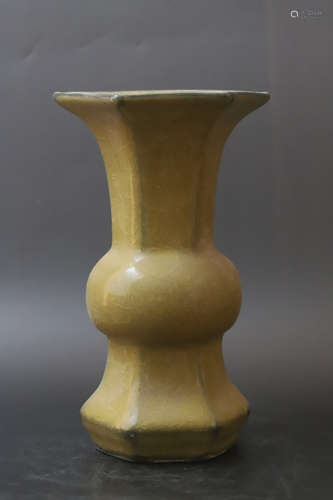 A Yellow Glazed Porcelain Vase