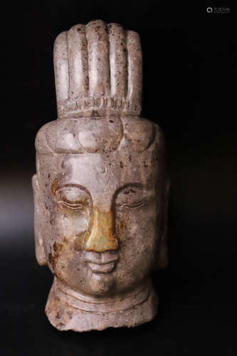 A Carved Jade Buddha Head Figure Statue