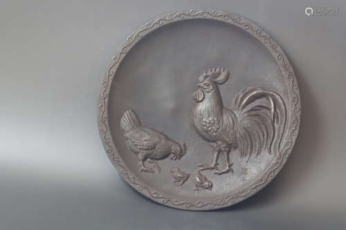 A Chicken Pattern Bronze Mirror