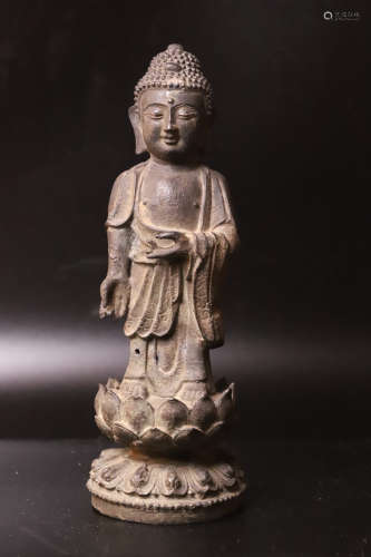 A Bronze Standing Buddha Figure Statue