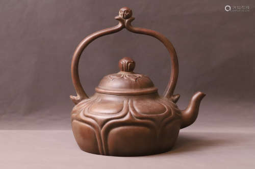 A Purple Clay Lotus Flower Pattern Tea Pot