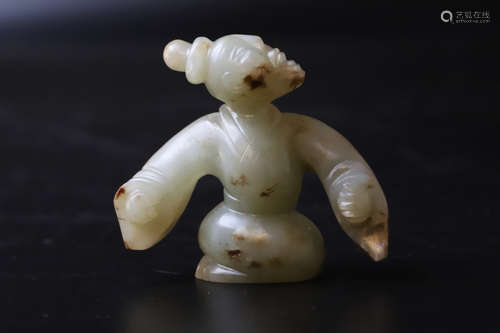 A Carved Jade Huren Dancer Figure