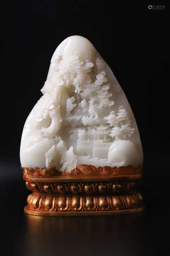 A Carved Landscape Jade Ornament