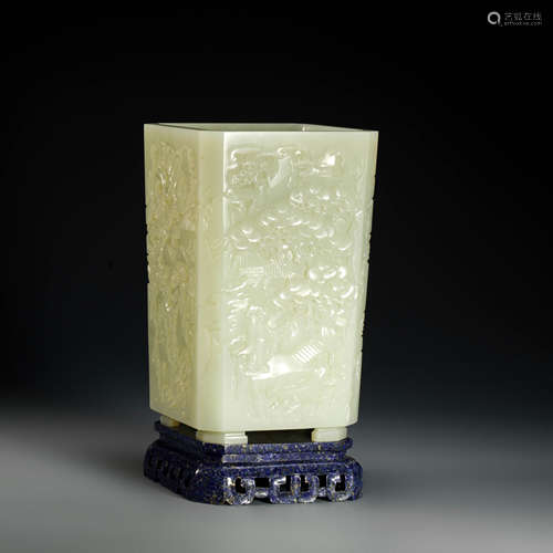 HeTian Jade Pen Holder from Qing