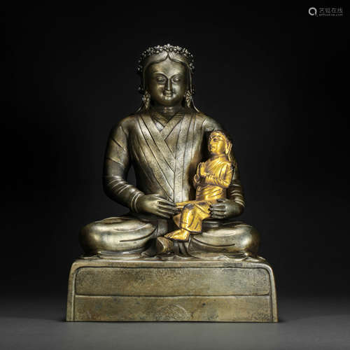 Copper WenCheng Princess Sitting Statue from Qing