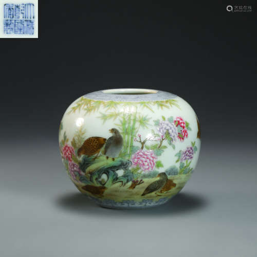 Colour Enamels Vase with Bird and Flower Design from Qing