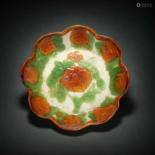 Tri-colored Flower Plate from Liao