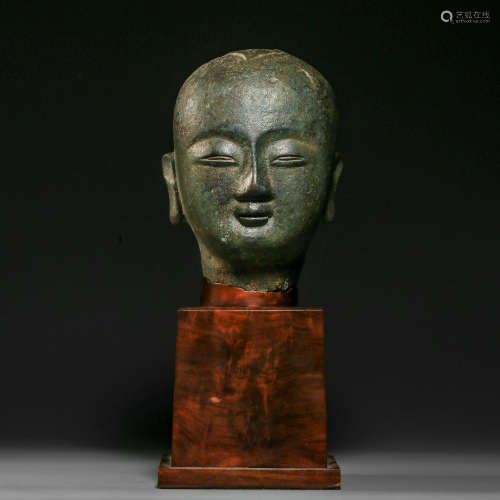 Copper Buddha Head Statue from Tang