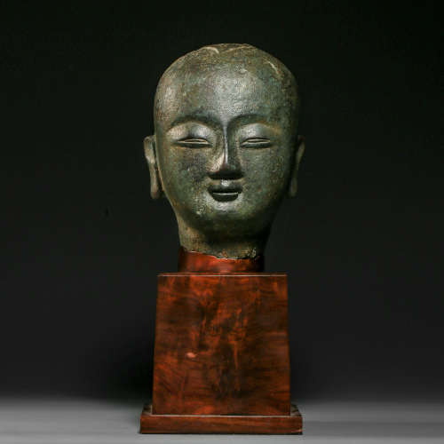 Copper Buddha Head Statue from Tang