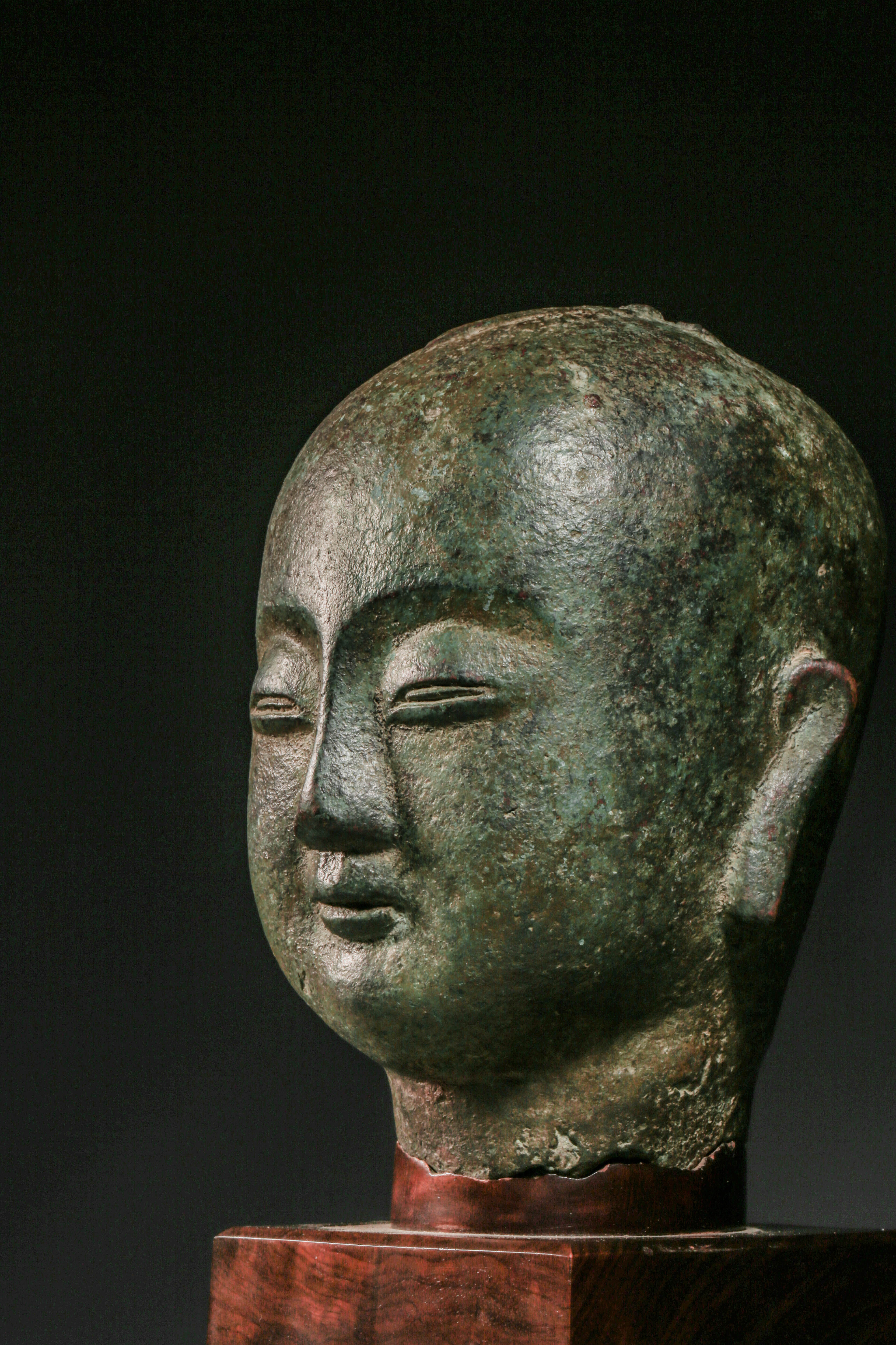 copper buddha head statue from tang