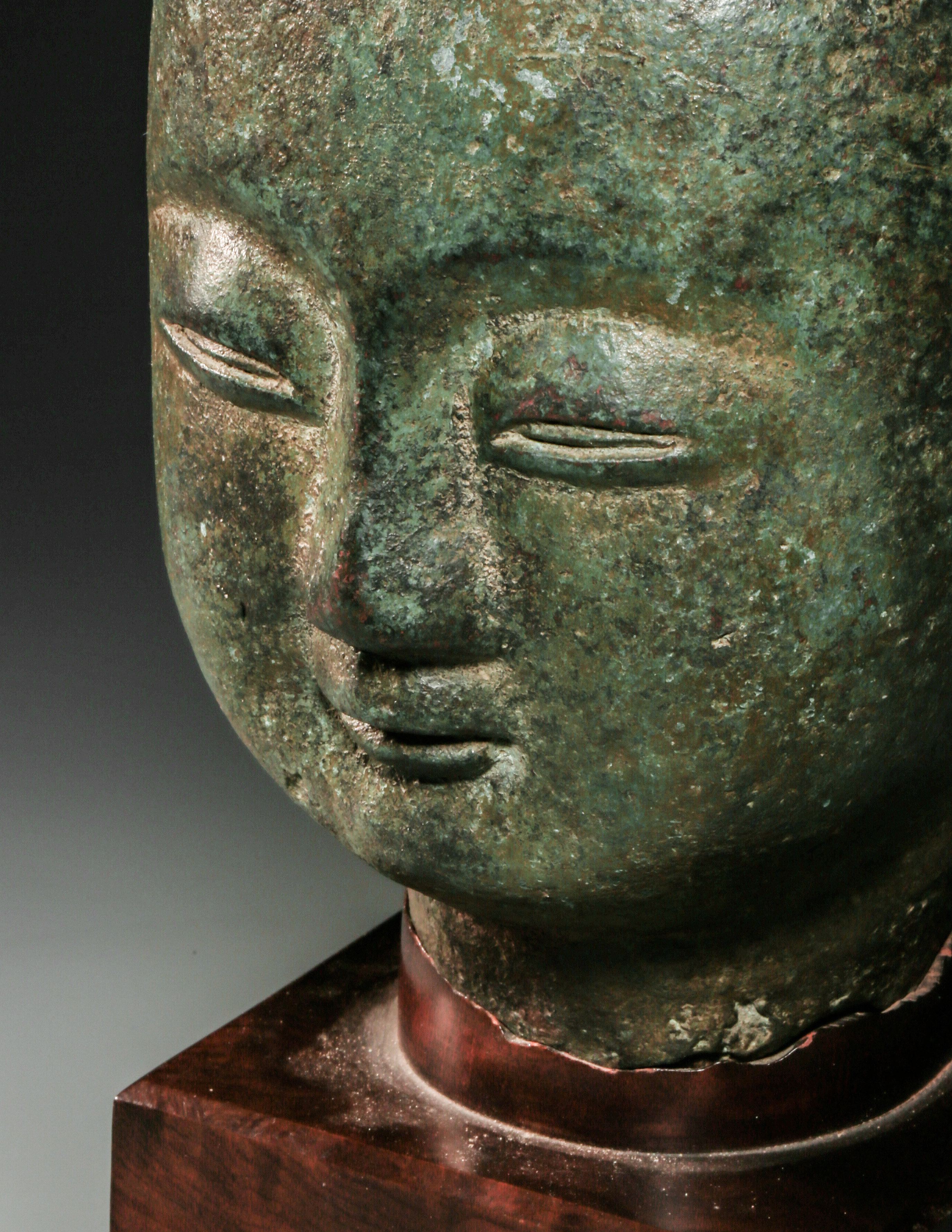 copper buddha head statue from tang