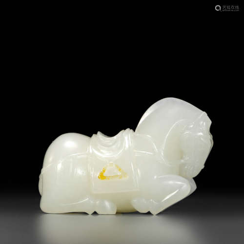 HeTian Jade Ornament in Horse form from Qing