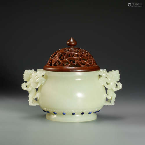 HeTian Jade Censer from Qing