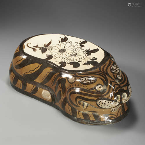 CiZhou Kiln Pillow in Tiger form from Yuan