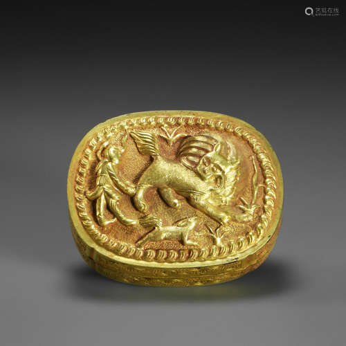 Golden Human with Instruments Container from Tang