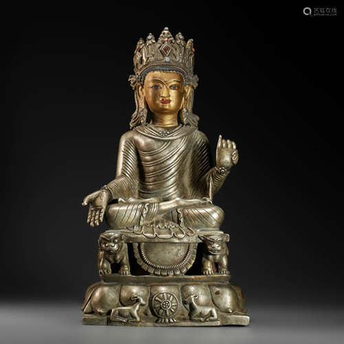 Silvering Sakyamuni Buddha Statue from Qing