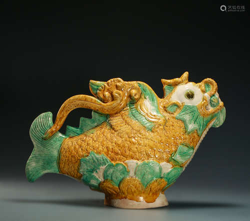 Tri-colored Capricorn Dragon Pot from Song