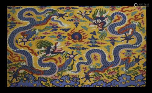 Silk Tapestry with Two Dragons from Qing