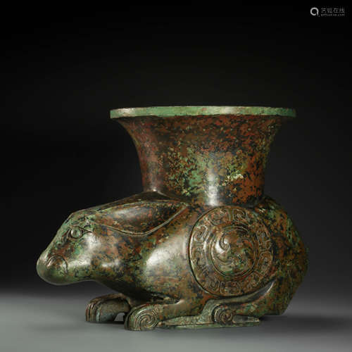 Copper Rabbit Vessel from Han