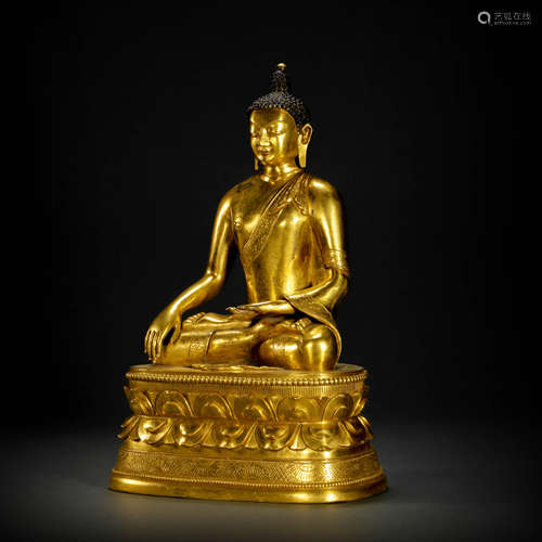 Copper and Golden Sakyamuni Statue from Qing