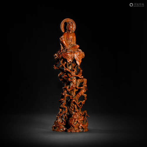 Yellow Wood Avalokitesvara Statue from Qing