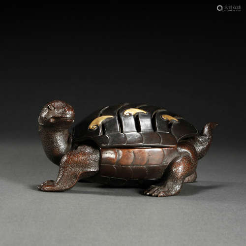 Copper and Golden Ink Container in Turtle form from Qing