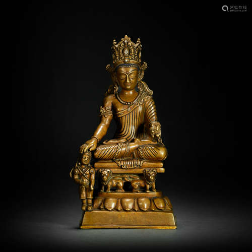 Copper Buddha Statue from Qing