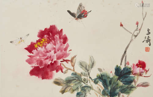 Wang Xuetao (1903-1982)  Peony and Two Butterflies