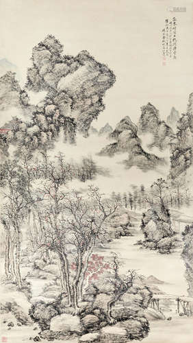 Jin Cheng (1878-1926)  Temple in Autumn Mountains