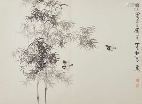 Xie Zhiliu (1910-1997)   Bamboo and Birds