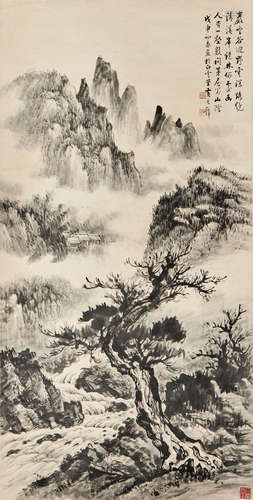 Huang Junbi (1898-1991) Cloudy Mountains with Pine and Water...