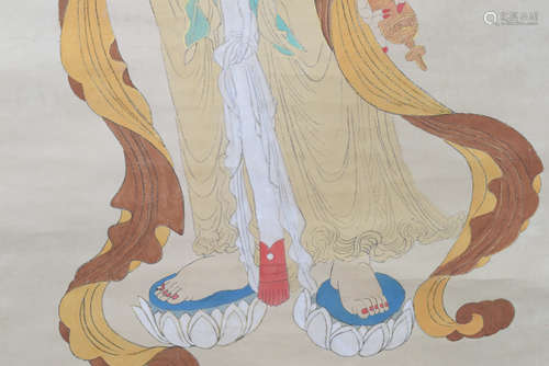 A Chinese Guanyin Painting, Zhang Daqian Mark