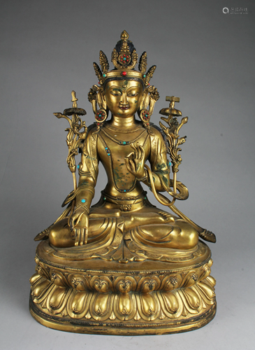 Qing Dynasty Gilt Bronze Bodhisattva Statue