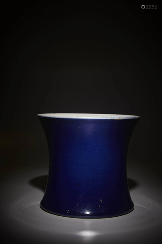 AN ALTAR BLUE GLAZE BRUSH POT