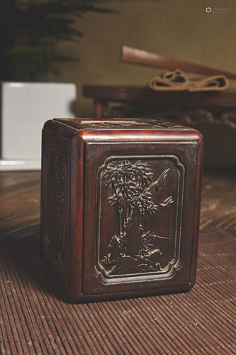 A CARVED SANDALWOOD CABINET