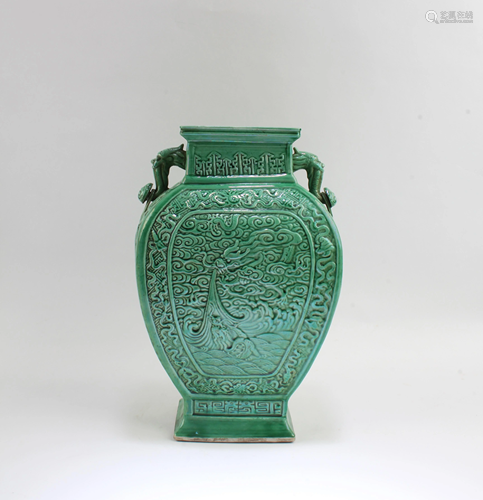 Antique Green Color Porcelain Vase