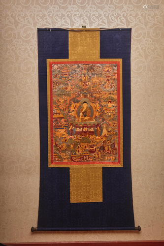 A CHINESE THANGKA OF MEDICINE BUDDHA