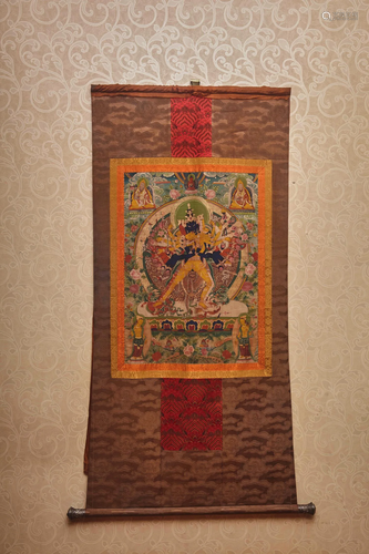 A CHINESE THANGKA OF KALACAKRAVAJRA