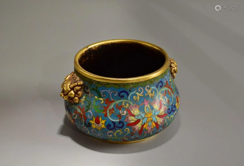 A CLOISONNE ENAMEL LOTUS CENSER