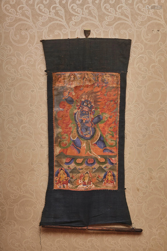 A CHINESE THANGKA OF MAHAKALA