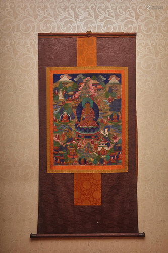 A CHINESE THANGKA OF SHAKYAMUNI