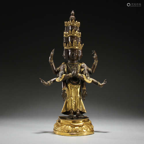 Ancient partial gilt Buddha statue