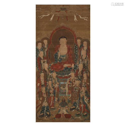 An anonymous figure of Buddha on silk scroll