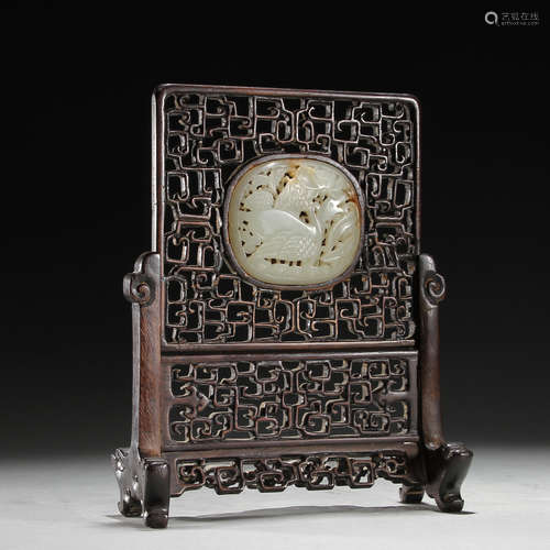 Hetian Jade wooden frame, Qing Dynasty