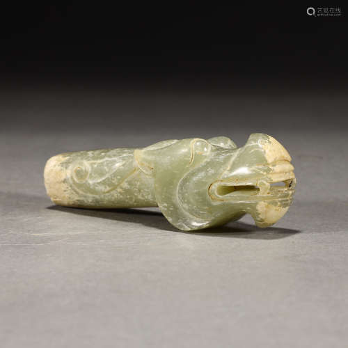 Ancient jade dragon head accessories